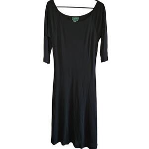 Lauren Ralph Lauren Dress Medium Black 3/4 Sleeve Minimalist Funeral Goth